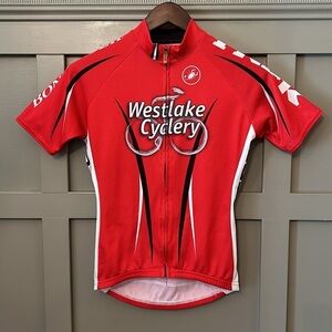 Castelli Westlake Cyclery Cycling Bike Jersey Full Zip Red Short Sleeve Medium